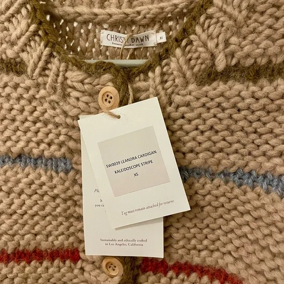 NWT Christy Dawn Leandra Cardigan in Kaleidoscope Stripe size XS 💙♥️💚💛🧡 - Picture 2 of 6